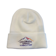 Load image into Gallery viewer, Olympic City USA Long Knit White Beanie
